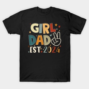 Dad Est 2024 Father and daughter Happy Fathers Day T-Shirt